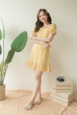 Meredith Eyelet Dress in Yellow