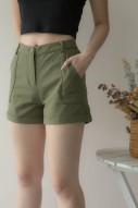 Cyrus Textured Shorts in Olive