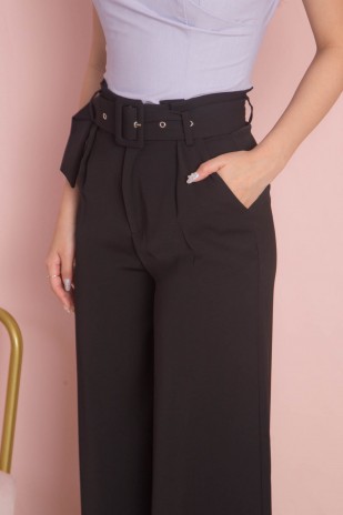 Heia Belted Pants in Black