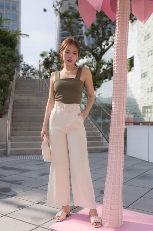 Heia Belted Pants in Cream