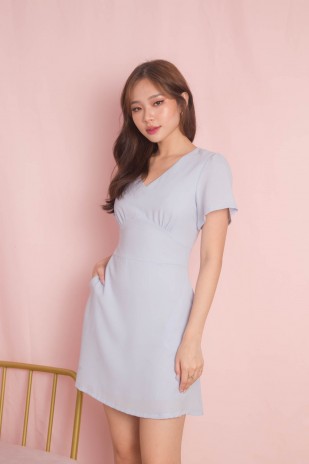 Joey V-Neck Dress in Blue