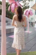 Sandra Floral Ruffle Dress in Cream
