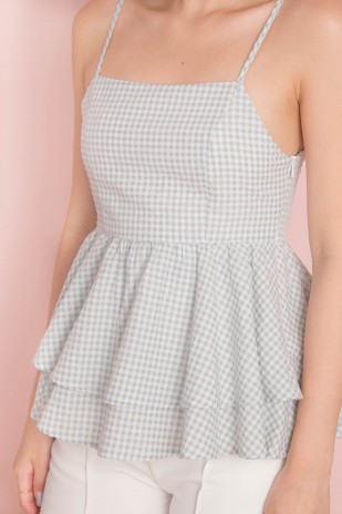 Lumi Gingham Tiered Top in Green