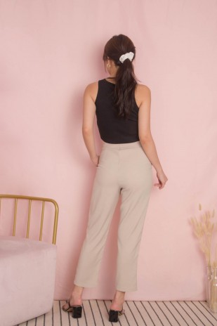 Juanna Belted High Waist Pants in Ivory