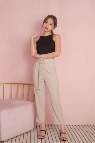Juanna Belted High Waist Pants in Ivory