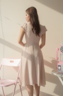 Christine Wrap Midi Dress in Nude