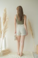 Blaise Button Cuffed Shorts in Ivory