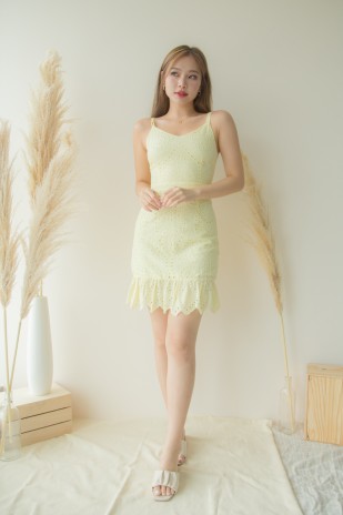 Somer Broiderie Dress in Yellow