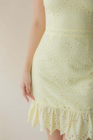 Somer Broiderie Dress in Yellow