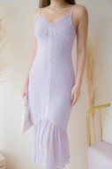 Serise Swiss Dot Button Dress in Lilac