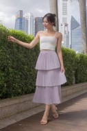 Francis Tiered Pleated Skirt in Lilac