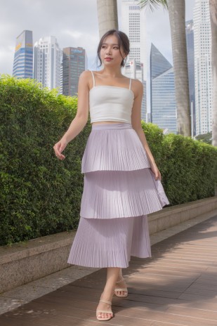 Francis Tiered Pleated Skirt in Lilac