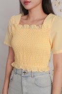 Sutton Smocked Ruffle Top in Yellow