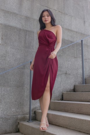 Serene Toga Dress in Wine Red