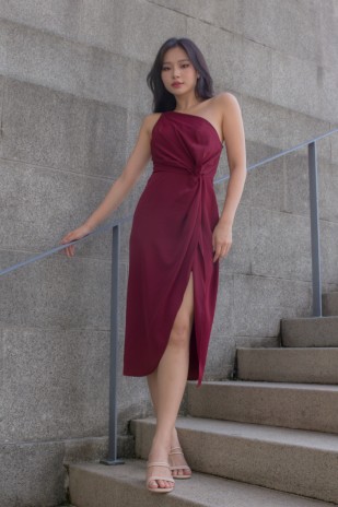 Serene Toga Dress in Wine Red