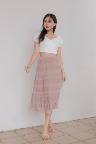 Quillion Textured Tiered Skirt in Blush