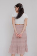 Quillion Textured Tiered Skirt in Blush
