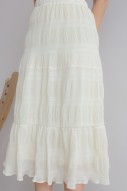 Quillion Textured Tiered Skirt in Cream