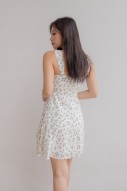 Everett Floral Button Dress in White