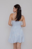 Imara Printed Pleat Dress in Blue