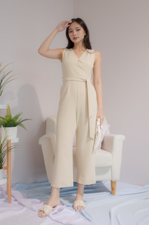 Asher Sash Jumpsuit in Wheat