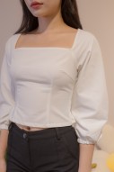 Carlise Square-Neck Top in White