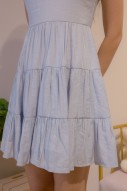 Kleine V-Neck Tiered Dress in Blue