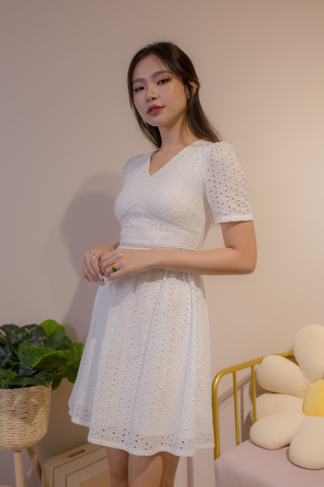 white eyelet dress