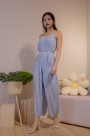 Solene Pleated Jumpsuit in Blue