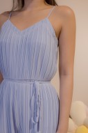 Solene Pleated Jumpsuit in Blue