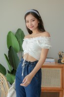 Noen Scrunched Drawstring Top in White