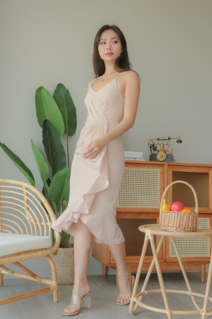 Chesney Ruffle Dress in Champagne