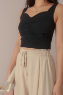 Clairo Ruched Sweetheart Top in Black