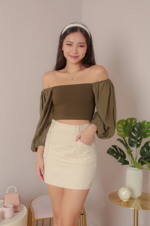 Quinley Puff Sleeve Blouse in Olive