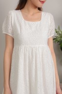 Lucine Broderie Babydoll Dress in White