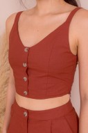 Archer Button Up Top in Brick Red
