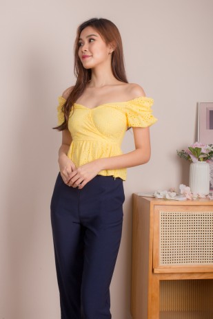 Christal Eyelet Blouse in Yellow