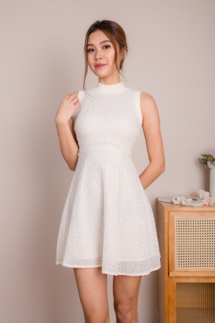 Ellene Sequin Dress in Cream