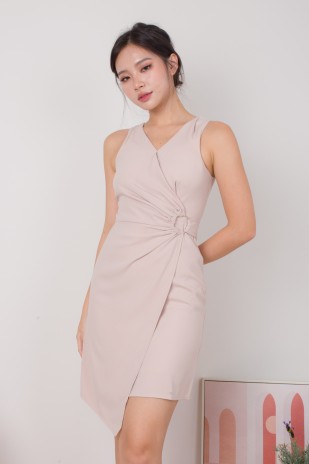 Cassis Overlay Ring Dress in Nude Pink