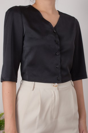 Shernis Button Blouse in Black