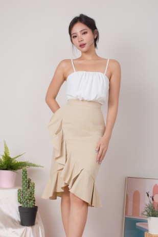 Lindley Ruffle Skirt in Sand