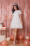 Solla Textured Babydoll Dress in Cream