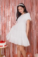 Solla Textured Babydoll Dress in Cream