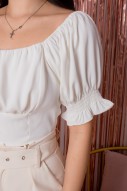 Chesca Ruched Two-Way Blouse in White