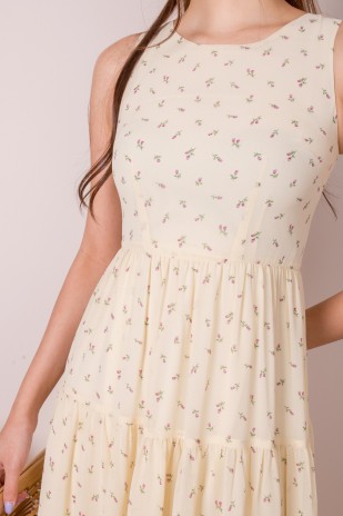 Alyson Tiered Floral Sun Dress in Cream