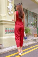 Xue Cheongsam Jumpsuit in Red