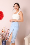 Nizon Ruched Drawstring Skirt in Blue