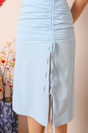 Nizon Ruched Drawstring Skirt in Blue