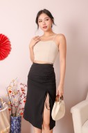 Nizon Ruched Drawstring Skirt in Black