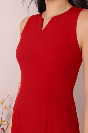 Sherill Slit Bodycon Dress in Crimson